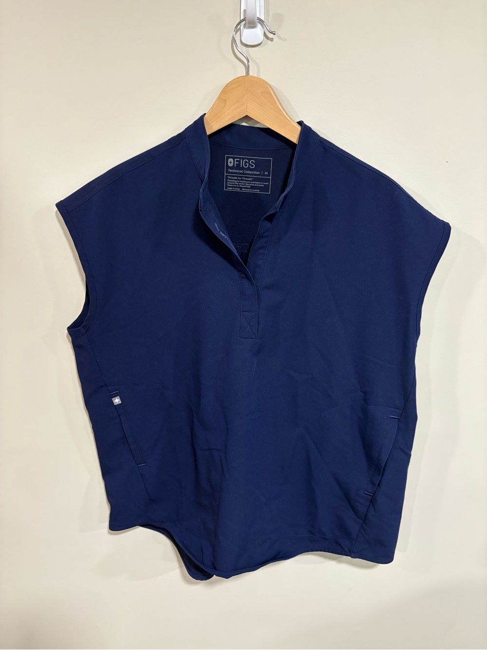 FIGS Navy Sleeveless Split-Neck Medical Top